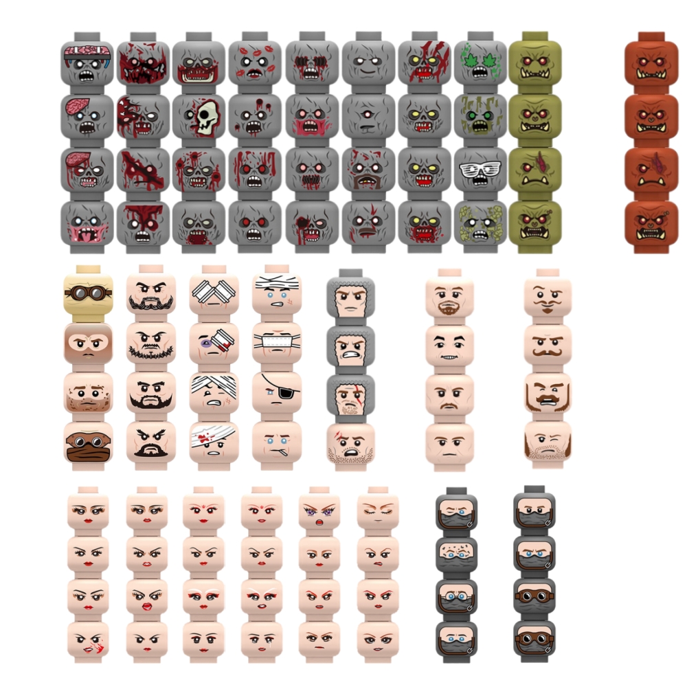 Lego Minifigure Holder - Blocchi da Costruzione con Teste Emozionali